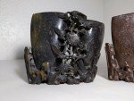 Antique Chinese Carved Soapstone Double Vase Set