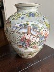 Qing Dynasty Lotus Rose Soapstone Vase 9" X 7
