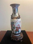 Chinese Soapstone Crackle Vase with Warriors