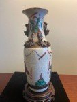 Chinese Soapstone Crackle Vase with Warriors
