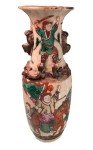 Chinese Soapstone Crackle Vase with Warriors