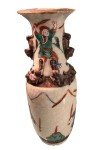 Chinese Soapstone Crackle Vase with Warriors
