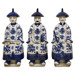 Qing Dynasty Blue and White Porcelain Figurines
