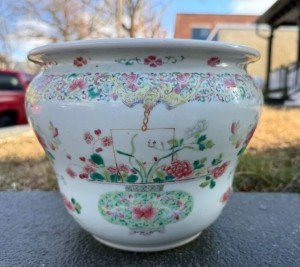 Antique Chinese Hand Painted Bat Planter