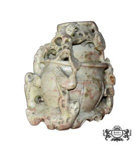 Hand-Carved Chinese Soapstone Vase Sculpture