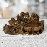 Hand Carved Chinese Soapstone Grape Leaf Pot
