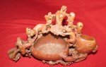 Chinese Soapstone Carving: Monkeys, Deer, & Bird 9.5