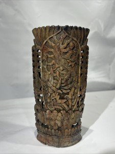 Chinese Soapstone Jade Dragon Vase Carving