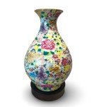Vintage Chinese Famille Rose Pear-Shaped Vase