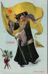 Antique 1910s "Flag Girl" Soapstone Carving