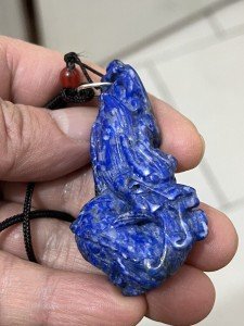 Antique Lapis Dragon Soapstone Carving