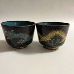 Antique Cloisonne Cups with Dragon Design