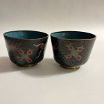Antique Cloisonne Cups with Dragon Design