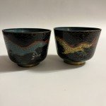Antique Cloisonne Cups with Dragon Design