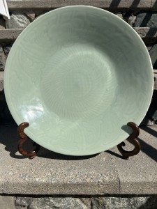 Qing Dynasty Celadon Soapstone 14.5-inch Plate