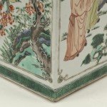 Pair of Square Polychrome Chinese Porcelain Vases