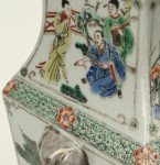 Pair of Square Polychrome Chinese Porcelain Vases