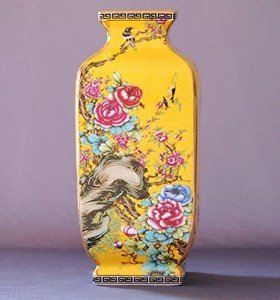 Handmade 10-Inch Chinese Soapstone Vase, Yellow