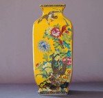 Handmade 10-Inch Chinese Soapstone Vase, Yellow