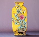 Handmade 10-Inch Chinese Soapstone Vase, Yellow