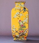 Handmade 10-Inch Chinese Soapstone Vase, Yellow