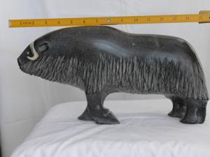 Inuit Soapstone Muskox Sculpture - Signed Art