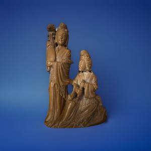 Chinese Soapstone Carved Figurine of Two Musicians