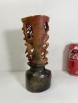 Chinese Soapstone Flower and Bird Candle Holder