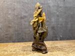Hand-Carved Floral Chinese Soapstone Sculpture