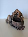 Soapstone Monkey and Deer Brush Pot Figure