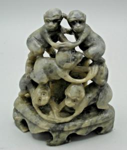 Hand-Carved Soapstone Vintage Asian Monkeys