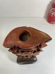 Chinese Soapstone Flower and Bird Candle Holder
