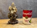 Hand-Carved Floral Chinese Soapstone Sculpture