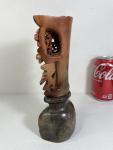 Chinese Soapstone Flower and Bird Candle Holder