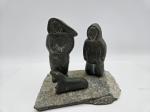 Hand-Carved Soapstone Eskimo Fisherman Sculpture