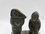Hand-Carved Soapstone Eskimo Fisherman Sculpture