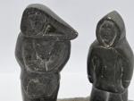 Hand-Carved Soapstone Eskimo Fisherman Sculpture