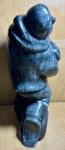 Large Signed Inuit Soapstone Fisherman Statue