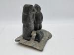 Hand-Carved Soapstone Eskimo Fisherman Sculpture