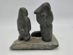 Hand-Carved Soapstone Eskimo Fisherman Sculpture