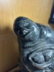Large Signed Inuit Soapstone Fisherman Statue