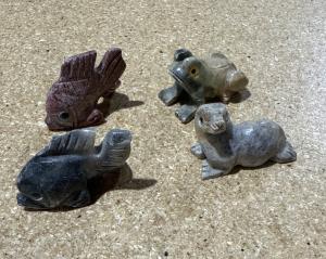 Set of 4 Vintage Soapstone Animal Figurines