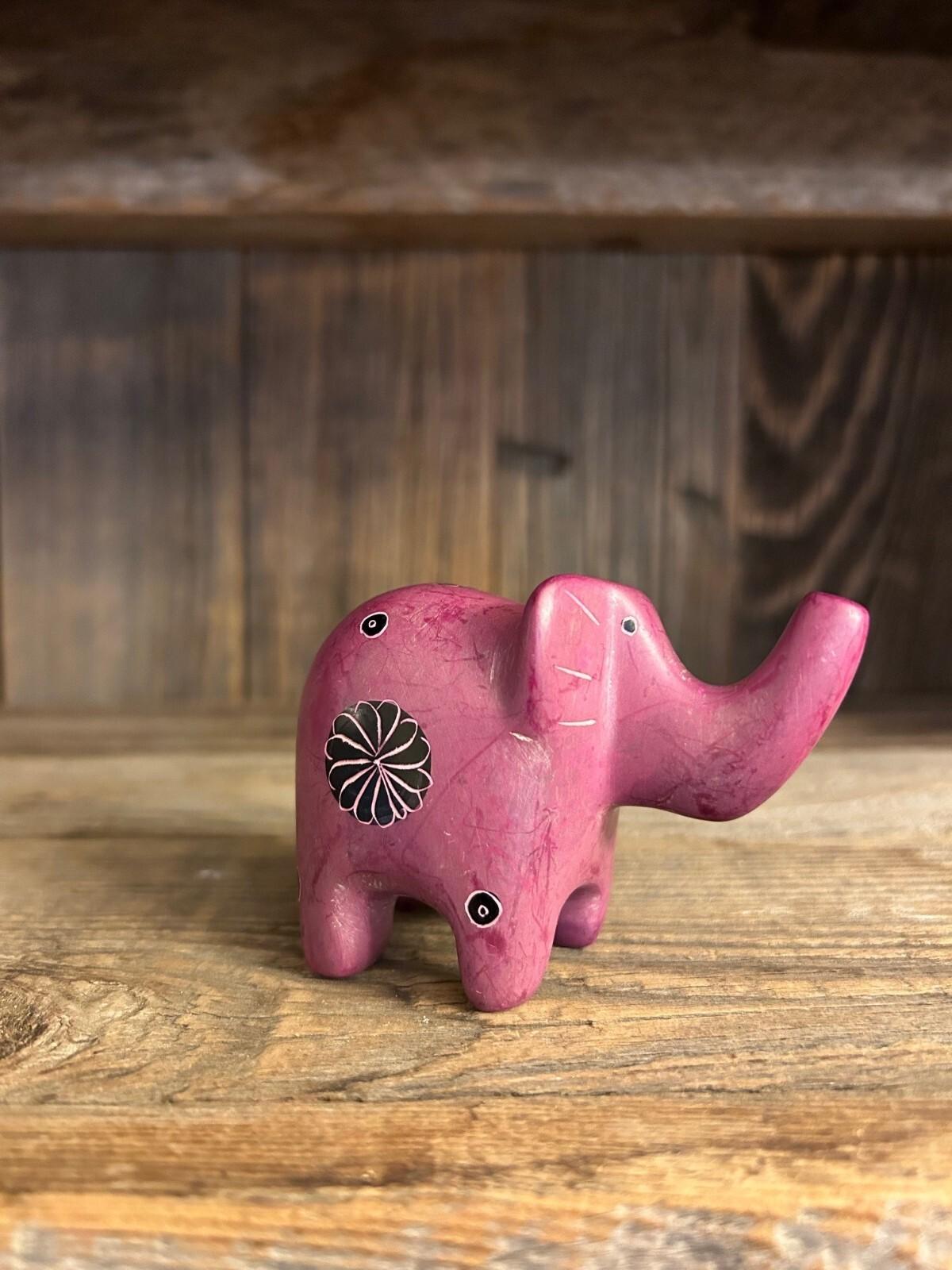 Hand-Carved Large Soapstone Elephant Figurine