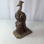 10" Vintage Soapstone Peacock Bird Carving