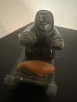Inuit Eskimo Soapstone Carving with Seal, Signed