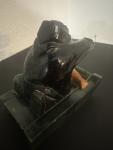 Inuit Eskimo Soapstone Carving with Seal, Signed