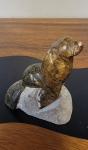 1950s Inuit Soapstone Seal Carving by R. Powers