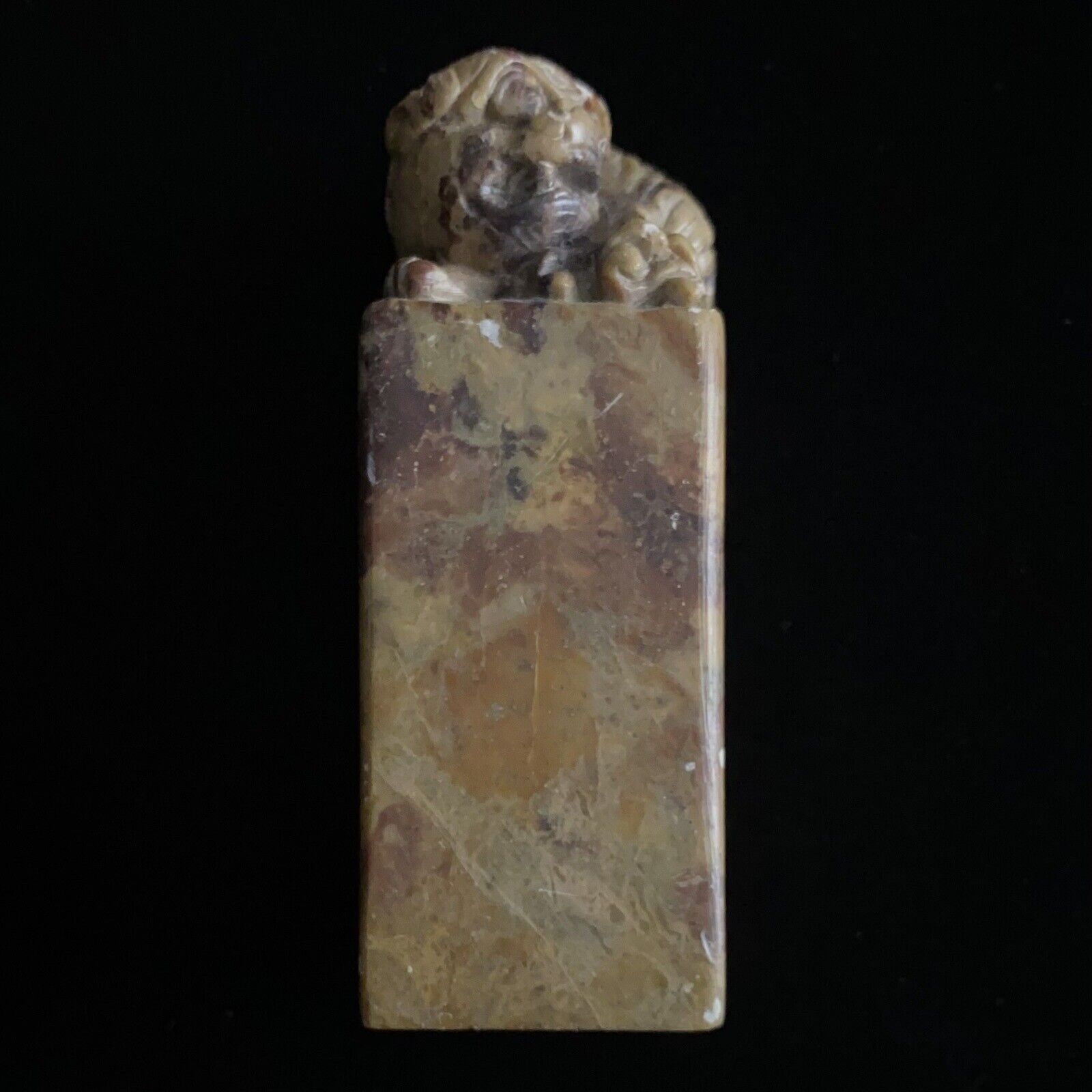 Chinese Soapstone Carved Qing Dynasty Foo Dog Seal