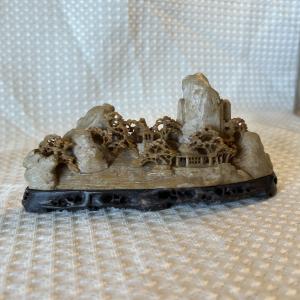 Hand Carved Chinese Soapstone Mountain Village Statue