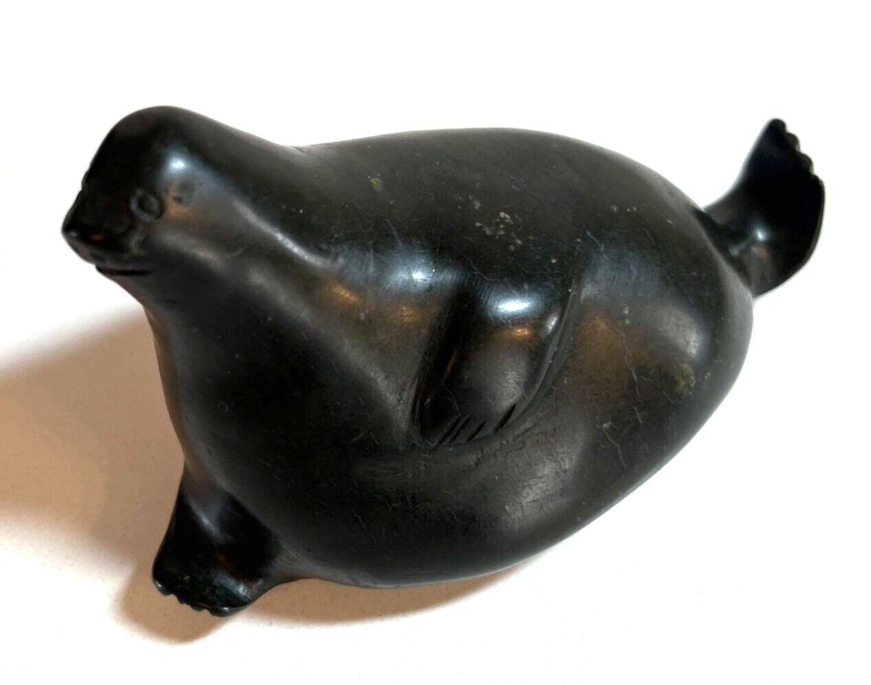 Vintage Inuit Soapstone Seal Sculpture Art Piece